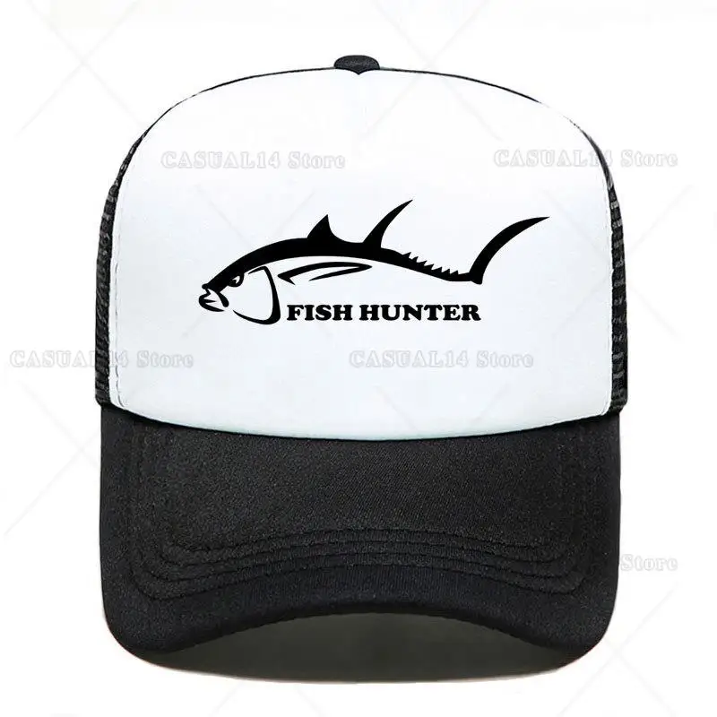 

New Fish Hunter Baseball Cap Print Angling Women Men Unisex Parent-Child Hats Mesh Visor Outdoor Sun Hat