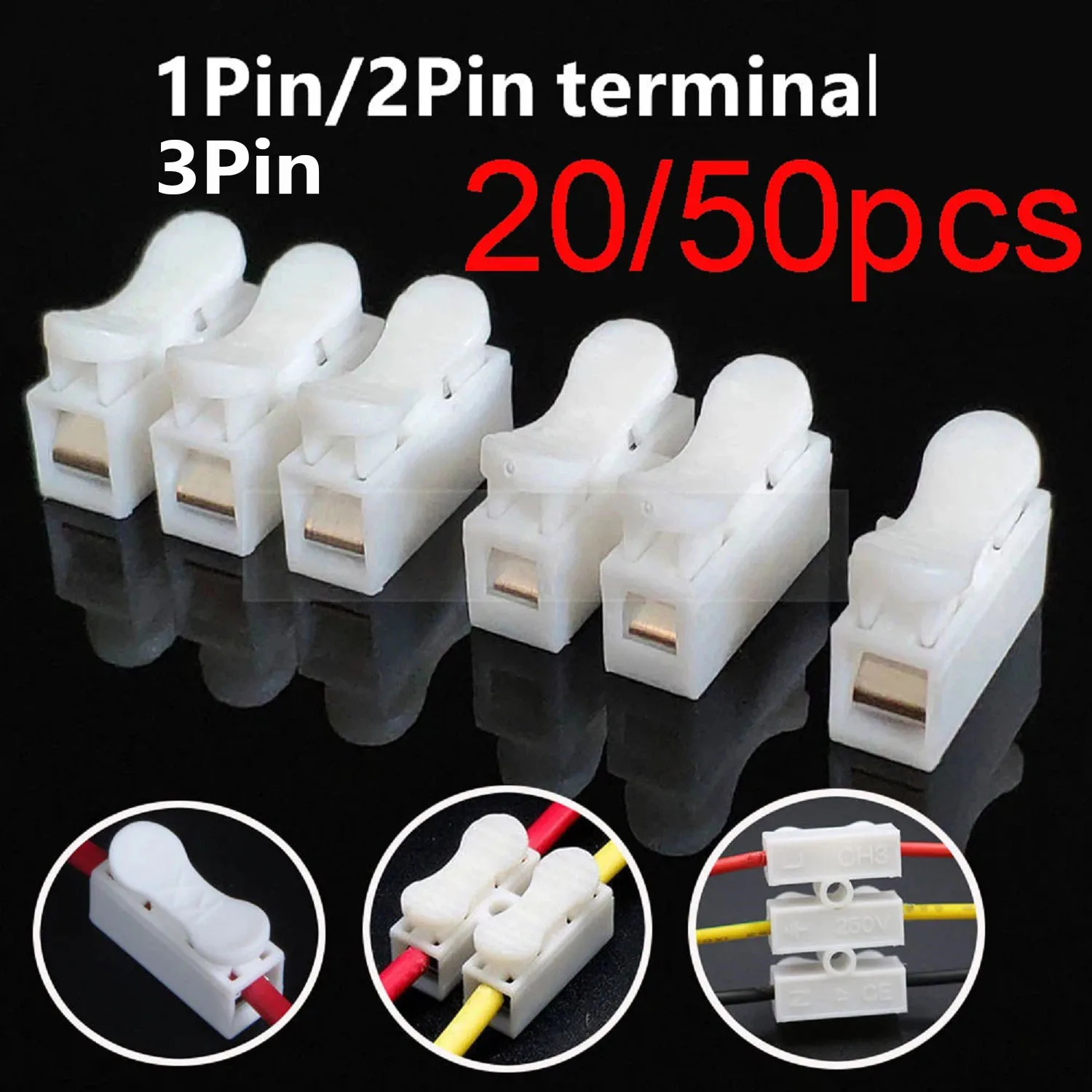 20/50Pcs No Solding Quick 1P 2P 3P Cable Wire Connector No Screw Terminal Block Spring Clamp