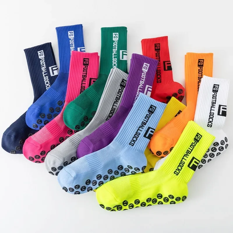 2Pairs/Lot Football Socks New Style Round Silicone Suction Cup Grip Anti Slip Soccer Socks Sports Men Women Baseball Rugby Socks