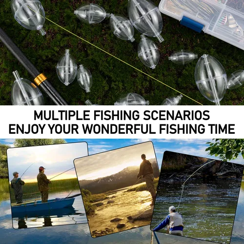 Imagen 2 del producto 5 uds flotador de pesca boya transparente Bobber indicador de huelga superficie de plástico PVC flotador de burbujas forma ovalada Slip Bobber