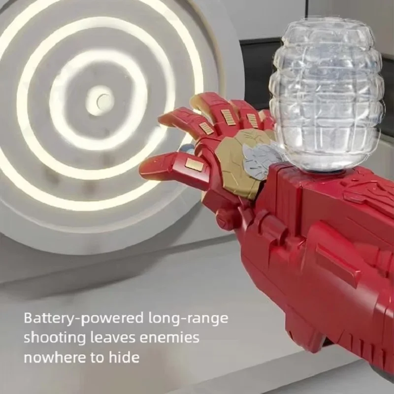 전기 팔 아이언 히어로 젤 블라스터 장난감 총 자동 발사 물총 로봇 장갑 포함 어린이 소년 역할 놀이 게임용