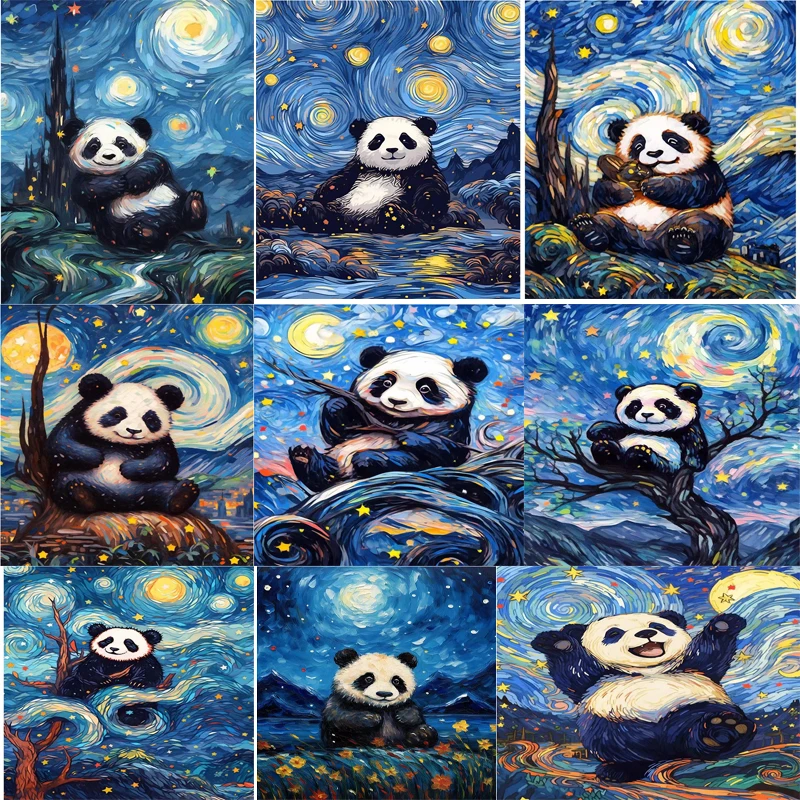 

5D New Collection 2024 Diamond EmbroideryOil Painting Panda Mosaic Diamond Painting Scenery Art Kits Birthday Gift