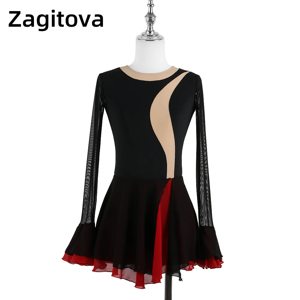 Zagitova Figure Skating Dress For Women Girls Ice Skating Skirt Long Sleeve Pagoda Latin Dance Ceremonial Dress