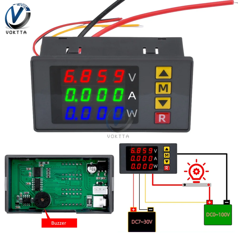 1000W Mini Digital Voltmeter Ammeter DC0-100V 10A Voltage Current Energy Meter Monitor Voltage Detector Tester Power Meter Panel