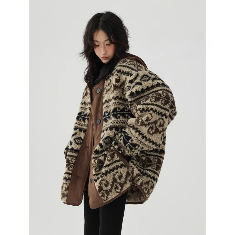 

Зимние американские модные ретро лоскутные парки, плотная хлопковая одежда, повседневная свободная куртка, женская трендовая женская одежда