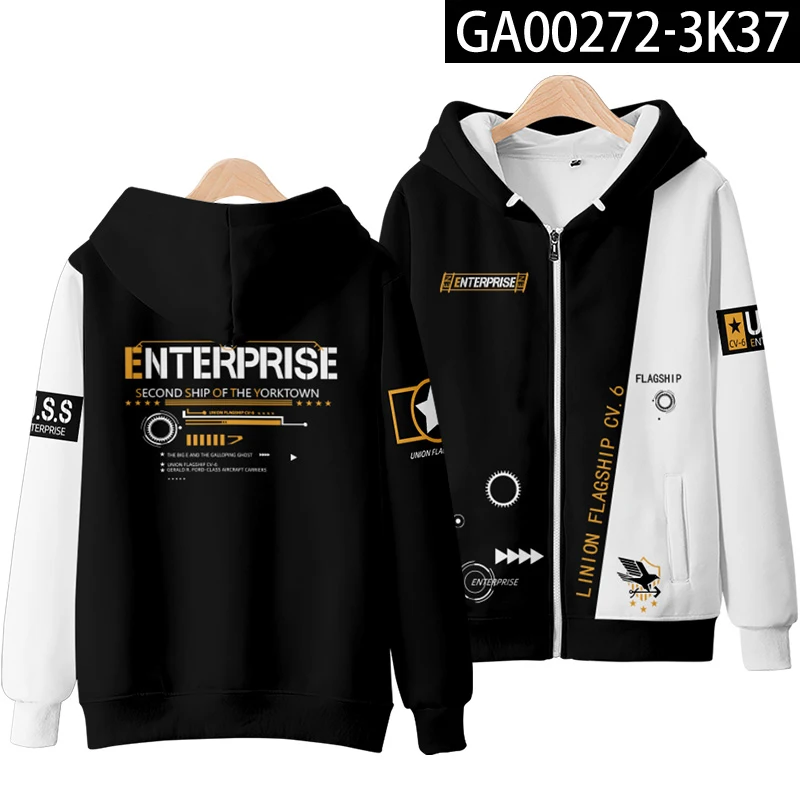 Sudadera con capucha de juego Azur Lane USS Enterprise para hombre y mujer, ropa de calle Harajuku, jersey de Hip Hop, chaqueta con capucha, prendas de vestir exteriores