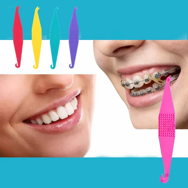 

200Pcs Orthodontic Elastic Placer for Braces Disposable Elastic Rubber Band Placer Orthodontic Bracket Mix Color Dentistry Tools