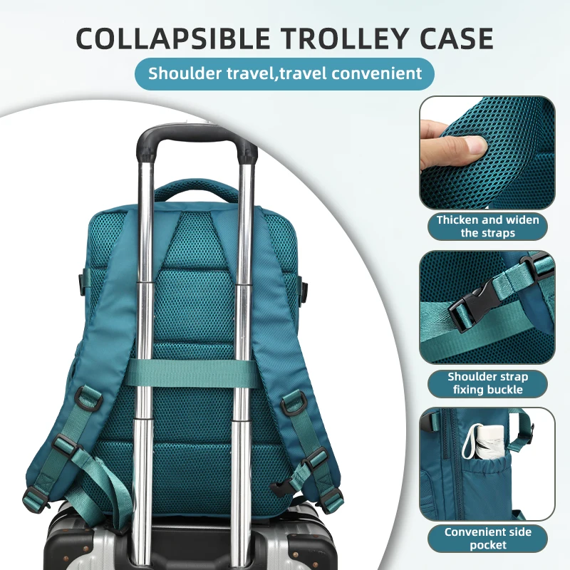 حقيبة ظهر جديدة مضغوطة بالفراغ مع مجموعة مضخة هواء ومعتمدة من Ryanair بدون رسوم أمتعة إضافية مدمجة ذات سعة كبيرة #4