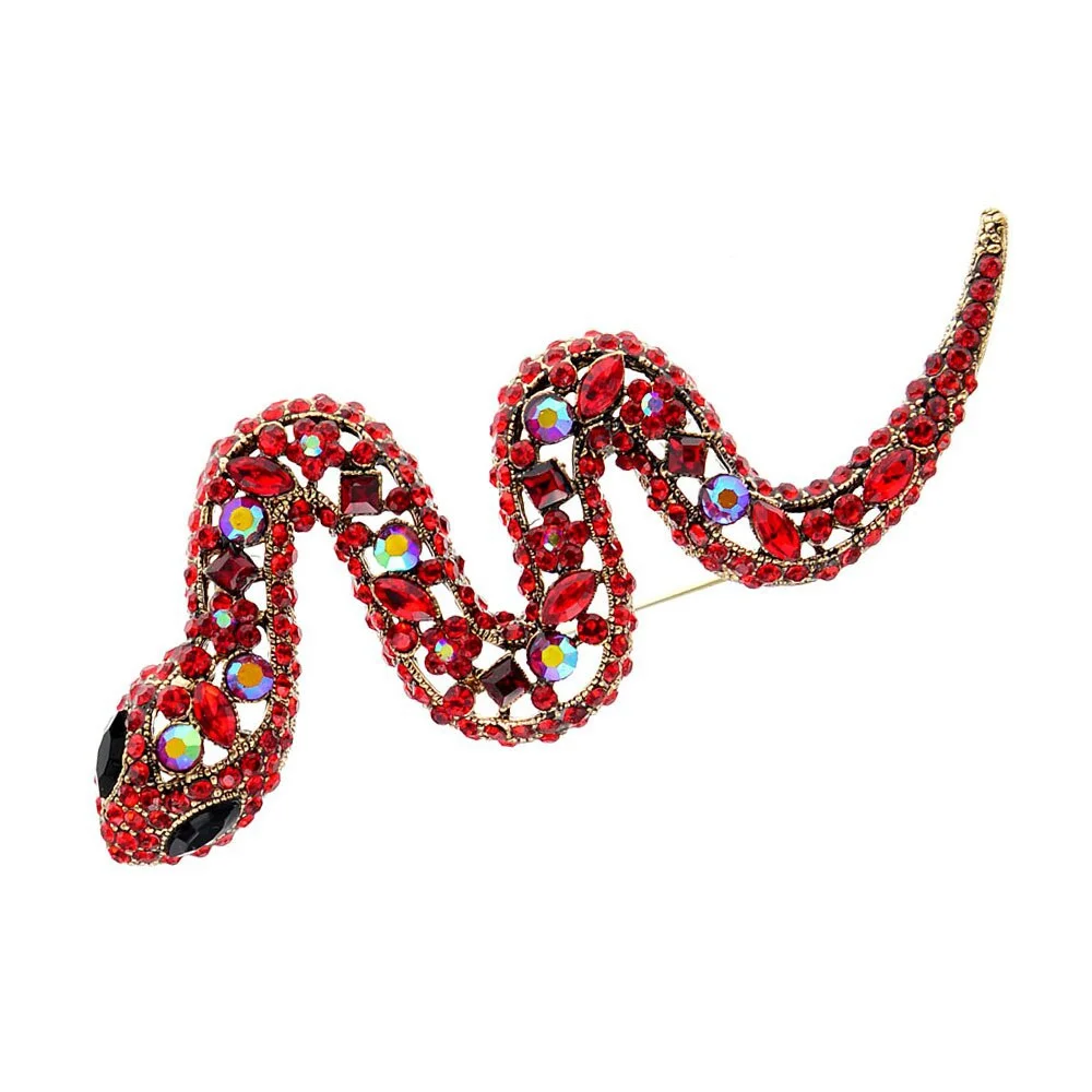 New Arrival Rhinestone Large Snake Brooches For Women Vintage Fashion Crystal Animal Brooch Pin Lady Elegant Coat Jewelry Gift