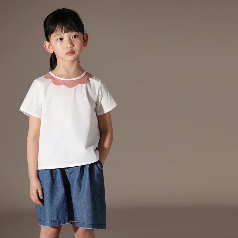 T-shirt sans manches à col rond pour enfants, vêtements unisexes, coton, uni, court, mode décontractée, été