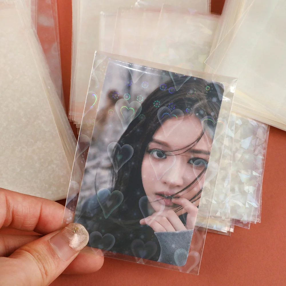 50pcs Transparent Photo Protector Sleeves Holographic Card Cover Idol Photo Storage Bag Card Film Photo Card Packing Supplies