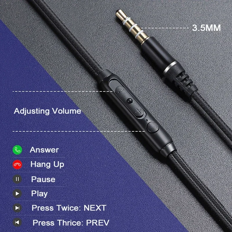 REHIMM سماعة سلكية سماعات مزدوجة ديناميكية لفائف 4 سماعات داخل الأذن سماعات ستيريو سلك التحكم سماعات ميكروفون ميكروفون 3.5 مللي متر