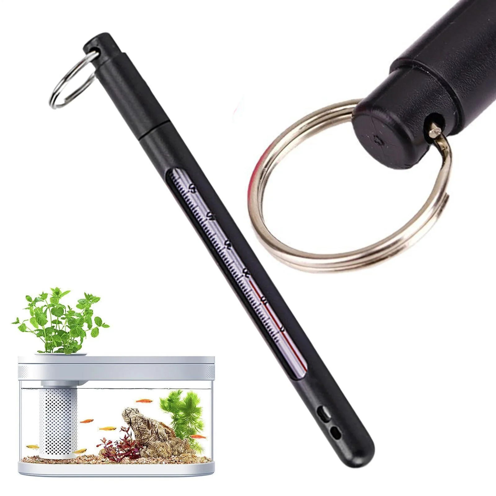 Fish Tank Water Thermometer ABS High Sensitivity Floating Pool Thermometer with Carabiner for Fishing Lake River Stream