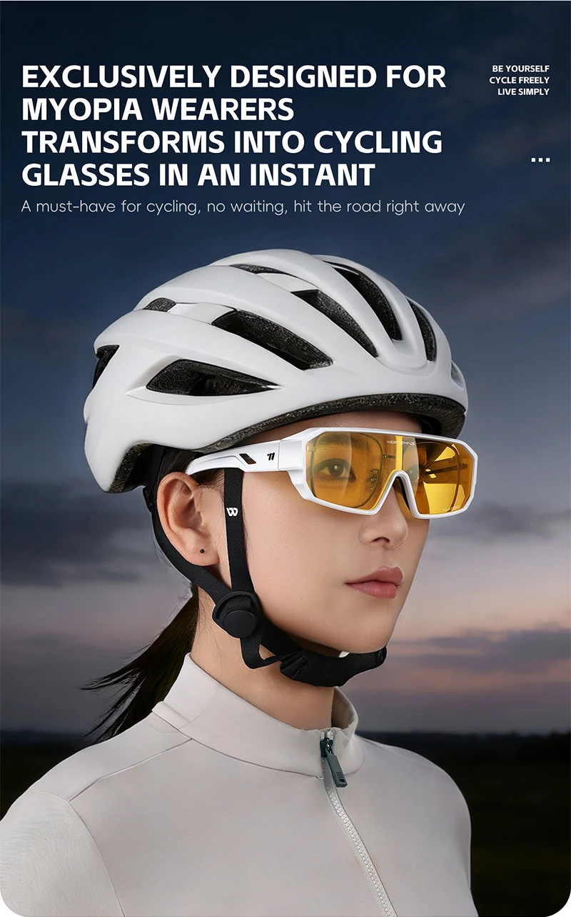 WEST BIKING Herren Großrahmige HD-Radsportbrille Kratzfeste Leichte 2-in-1 PC-Linse Lauf- und Fahrradzubehör – Detail 6