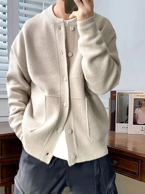 

Мужской повседневный трикотаж на пуговицах, длинный свитер-свитер, пальто, модный свободный удобный весенне-осенний топ, мужская модная верхняя одежда