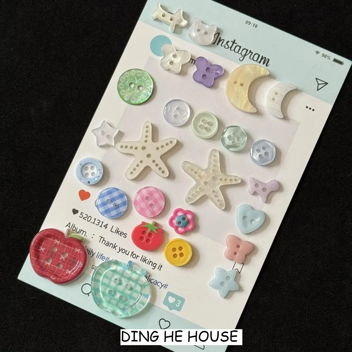 

Picture 26pc Apple Cute Resin Button Sea Star Shell Handbooks Decorative Materials Crafts Scrapbooking DIY Apparel Supplie