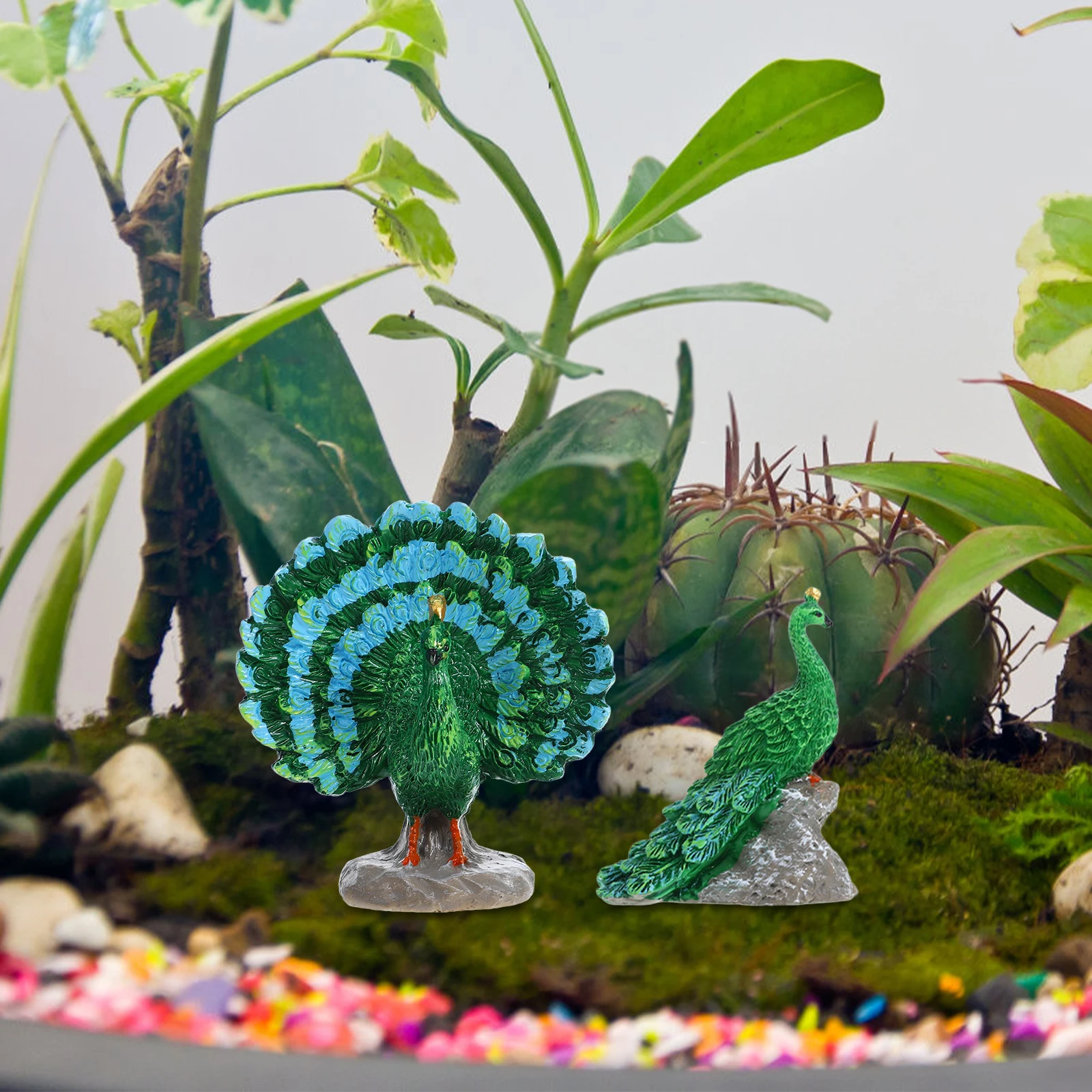 2 Stück Miniaturfiguren aus Kunstharz, Tierdekoration für Garten, Haus, Auto, Dekoration, Kunstharz, Tiere, Zubehör