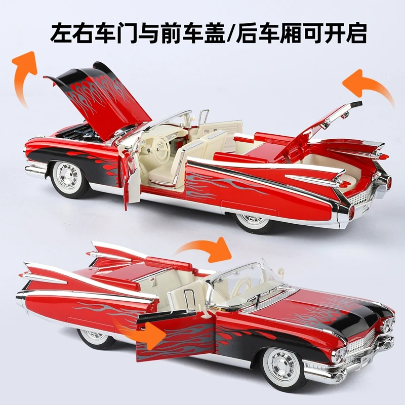 

1:24 simulation Cadillac alloy car model doors and engine hood, trunk can be opened has sound and lighting functions
