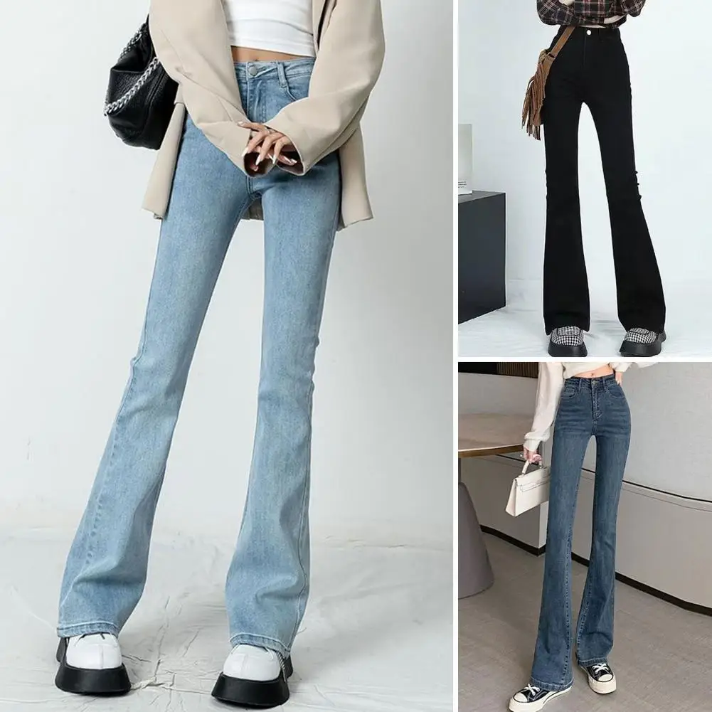 

Woman Vintage Streewear Flare Jeans Female Designer Bell Bottom Pants Girls Blue Light Blue Blue Black Denim Trousers