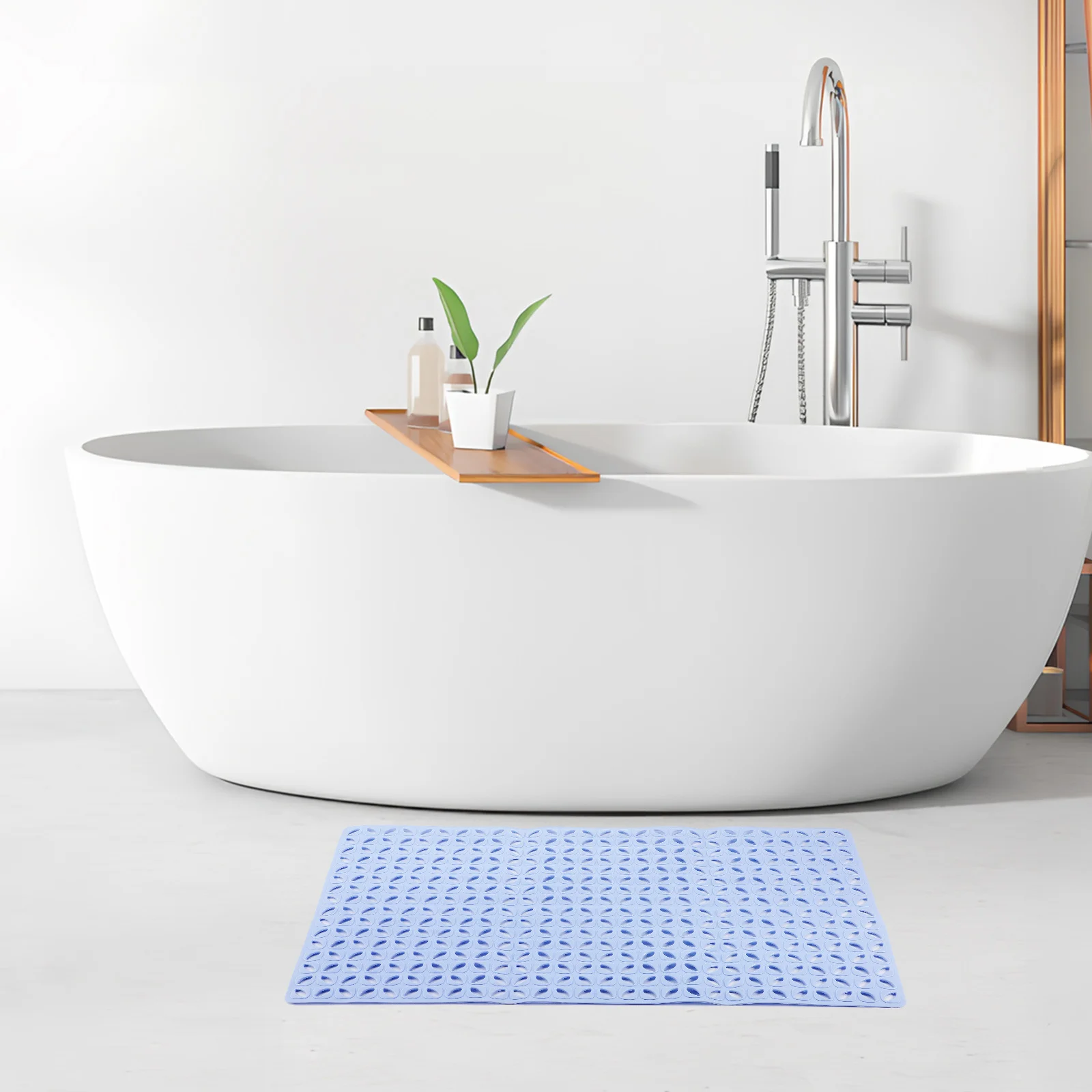 

1pcs Anti-Slip Mat Tpe Shower Floor Pad With Drain Holes Soft Non Slip Bath Tub Mat Easy Clean Bathroom Safety Foot Pad