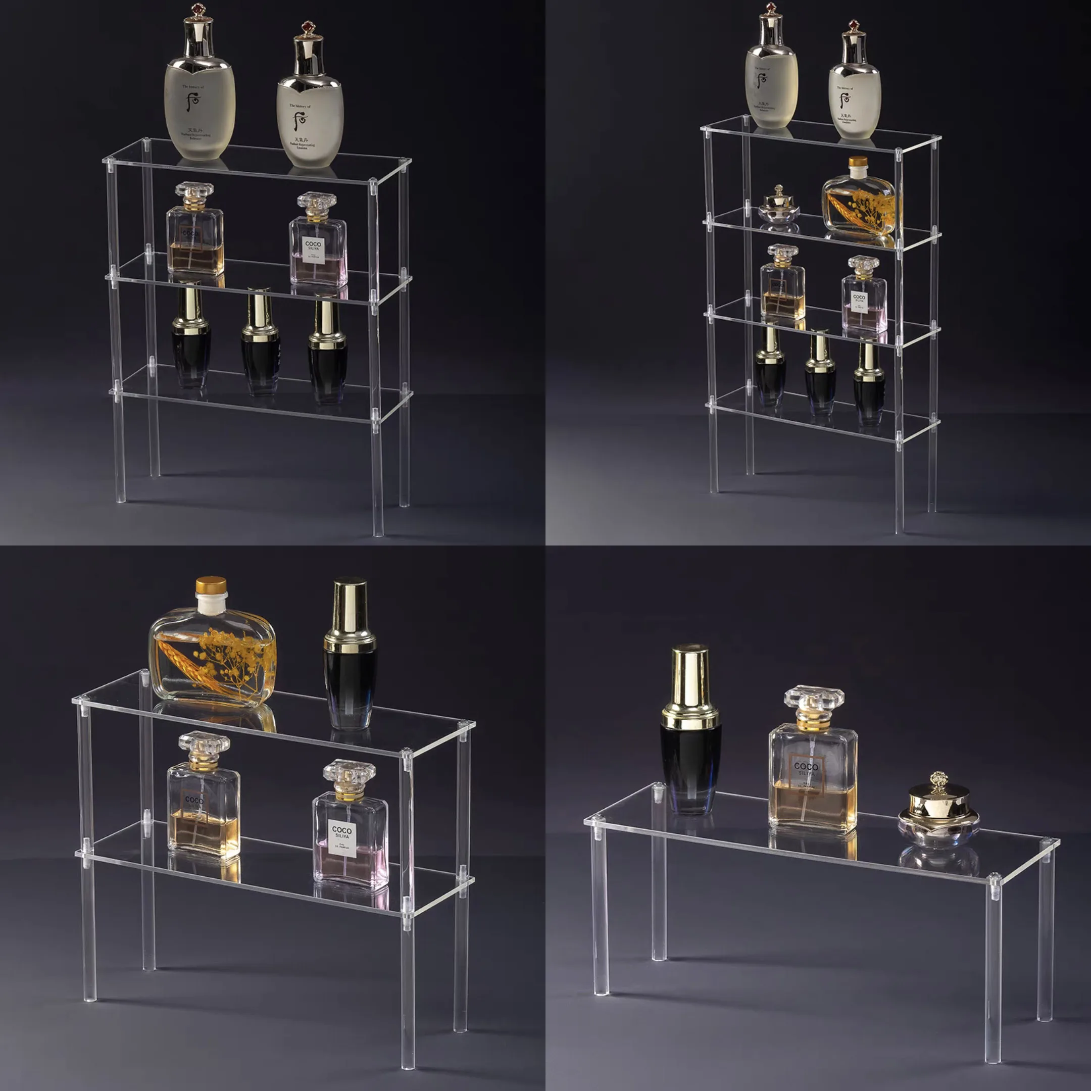 

Transparent Acrylic Vertical Display Rack for Blind Box Toys, Car Models, 1-4 Tier Desktop Storage Rack for Jewelry, Perfume