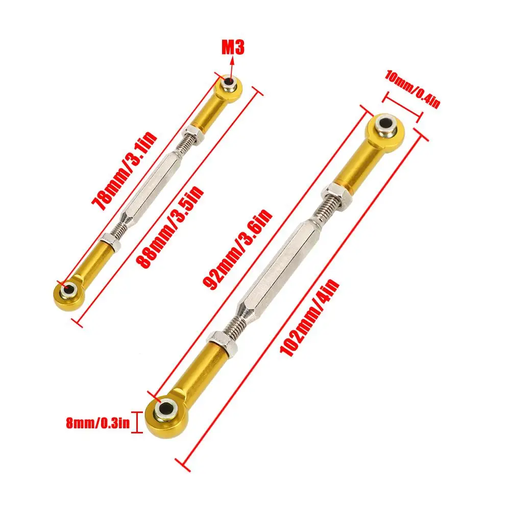 6ks 88mm aluminium slitina nastavitelný zatlačovat rodsturnbuckle propojení pro rc modelsgolden