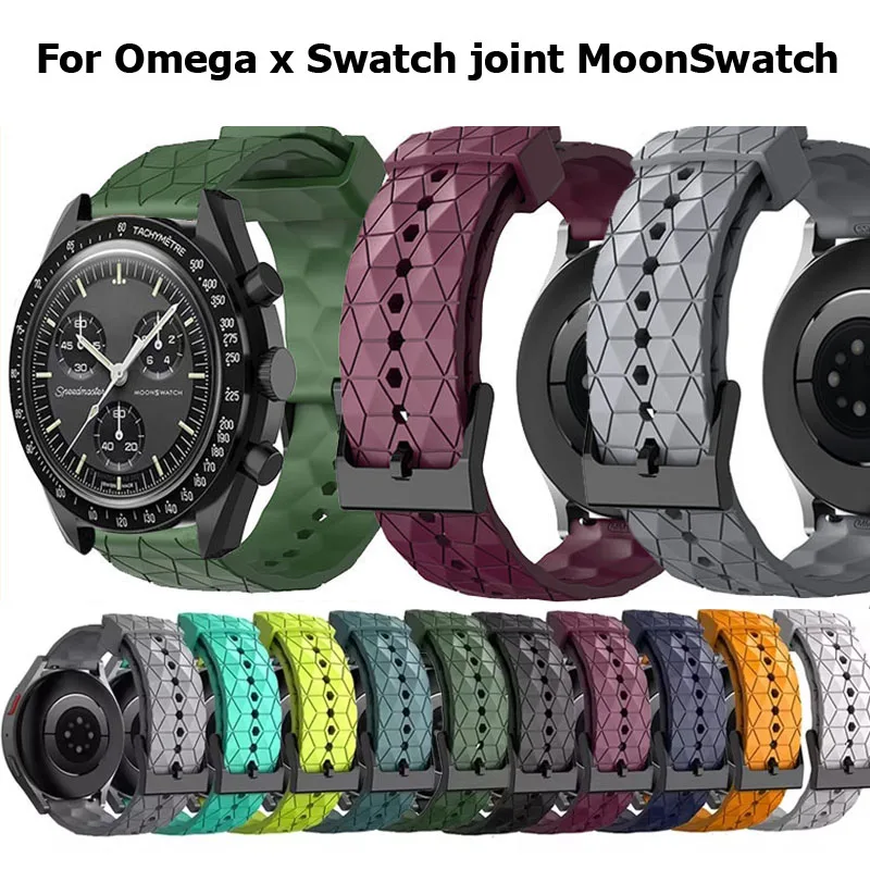 20mm Football Pattern Silicone Strap For Omega x Swatch joint Swatch MoonSwatch Sport Bracelet Correa For Swatch MoonSwatch Belt