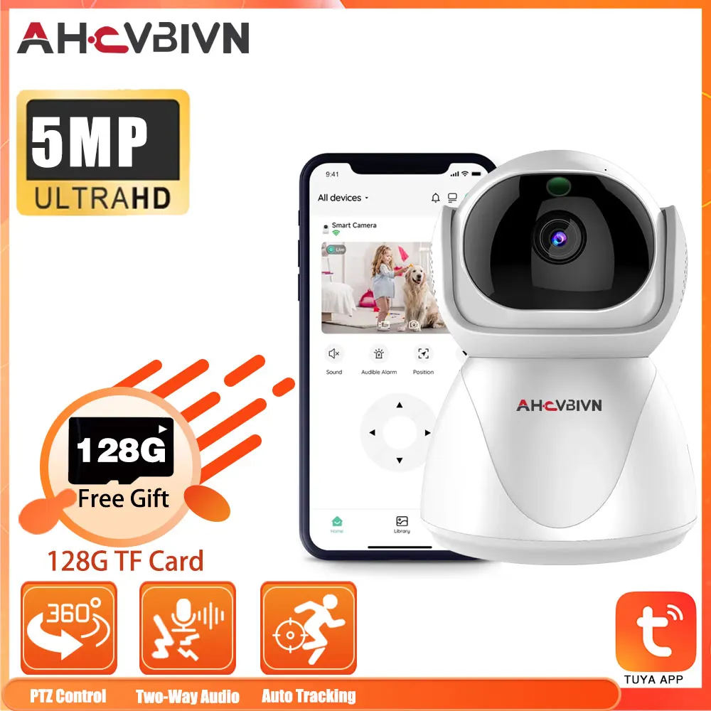 

Indoor Security WIFI 5MP Pet Camera With TUYA Smart Cameras For Home Security Camera For Baby Monitor/Elder Pan Tilt Auto Track