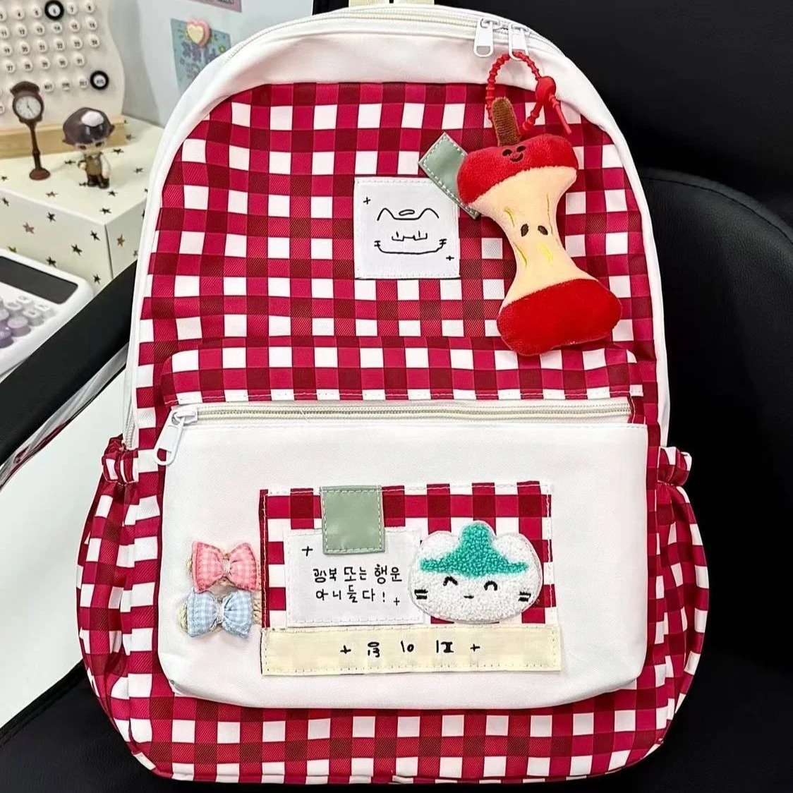 

Милый рюкзак в японском стиле с мультяшным клетчатым узором, вместительный, для студентов, школьный ранец, сумка для хранения, женская сумка