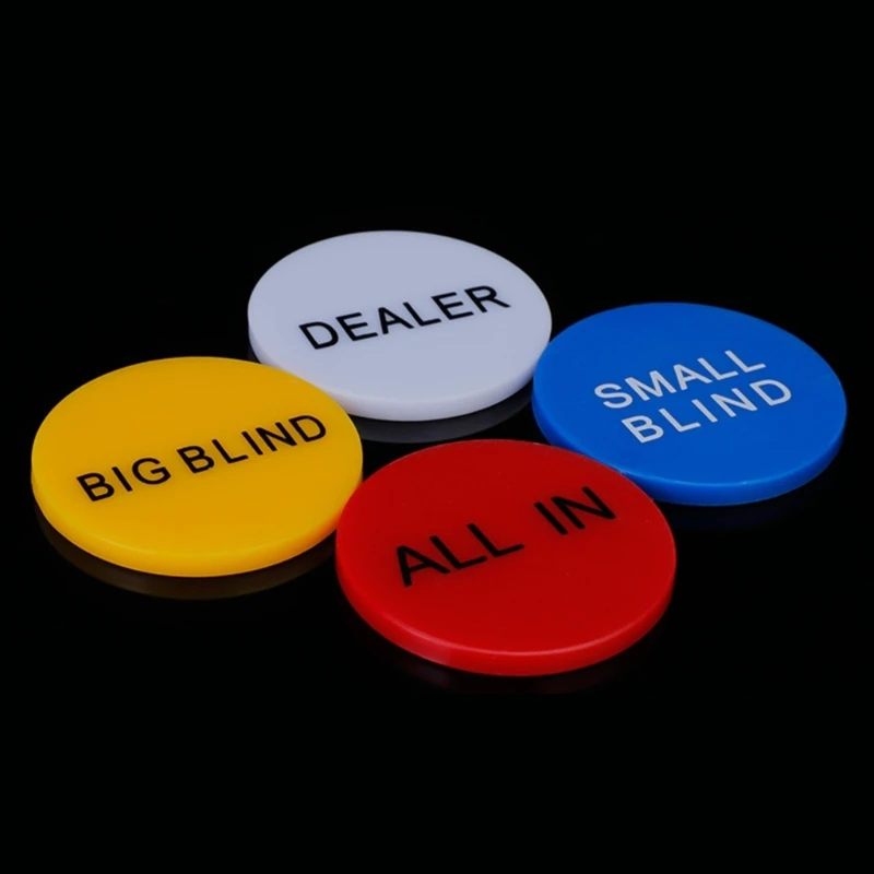 4 قطعة زر البوكر الصغيرة أعمى كبير أعمى تاجر أزرار بطاقات البوكر الحرس عملة