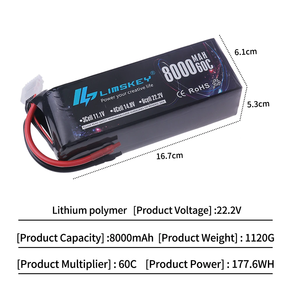 6S 22.2V 10000mAh 12000mAh 16000mAh 22000mAh Lipo Battery For Large Model Helicopter Aircraft Experimental Robot Dynamics