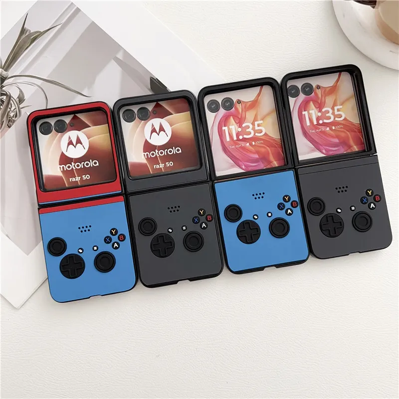 Classic Handheld Game console Phone Case For Motorola moto razr 50 Ultra 50ultra Folding flip 3D Key X Y A B Leather Cover