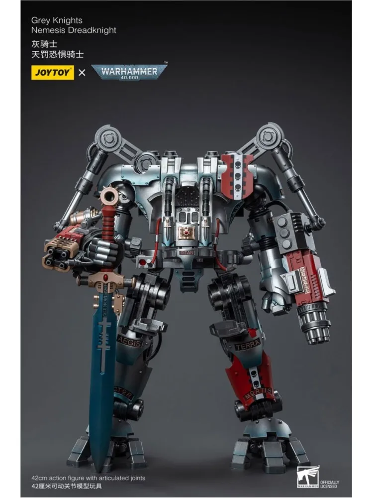 JOYTOY Warhammer 40k สีเทาอัศวิน Nemesis Dreadknight (รวมตัวเลขการกระทํา) ตัวเลขการกระทําตกแต่งคอลเลกชันต้นฉบับ
