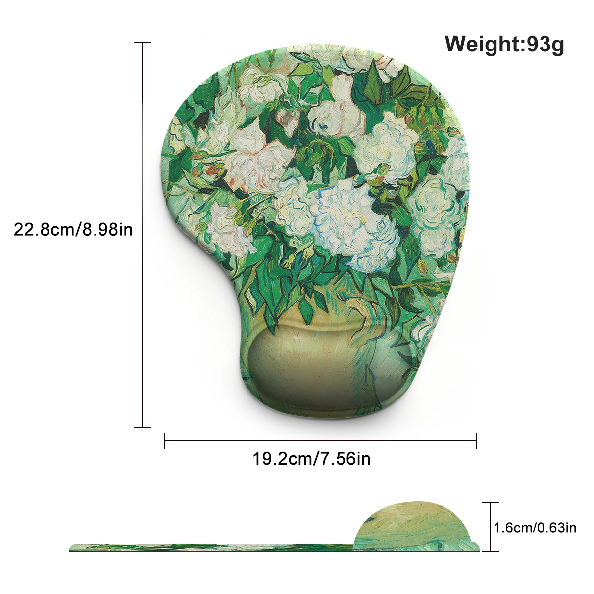 Green Leaves White Flowers Mouse Pad Wrist 3D Ergonomic Soft Anti-Slip Wrist Rest Support Mat Computer Mouse Pad for Office  PC