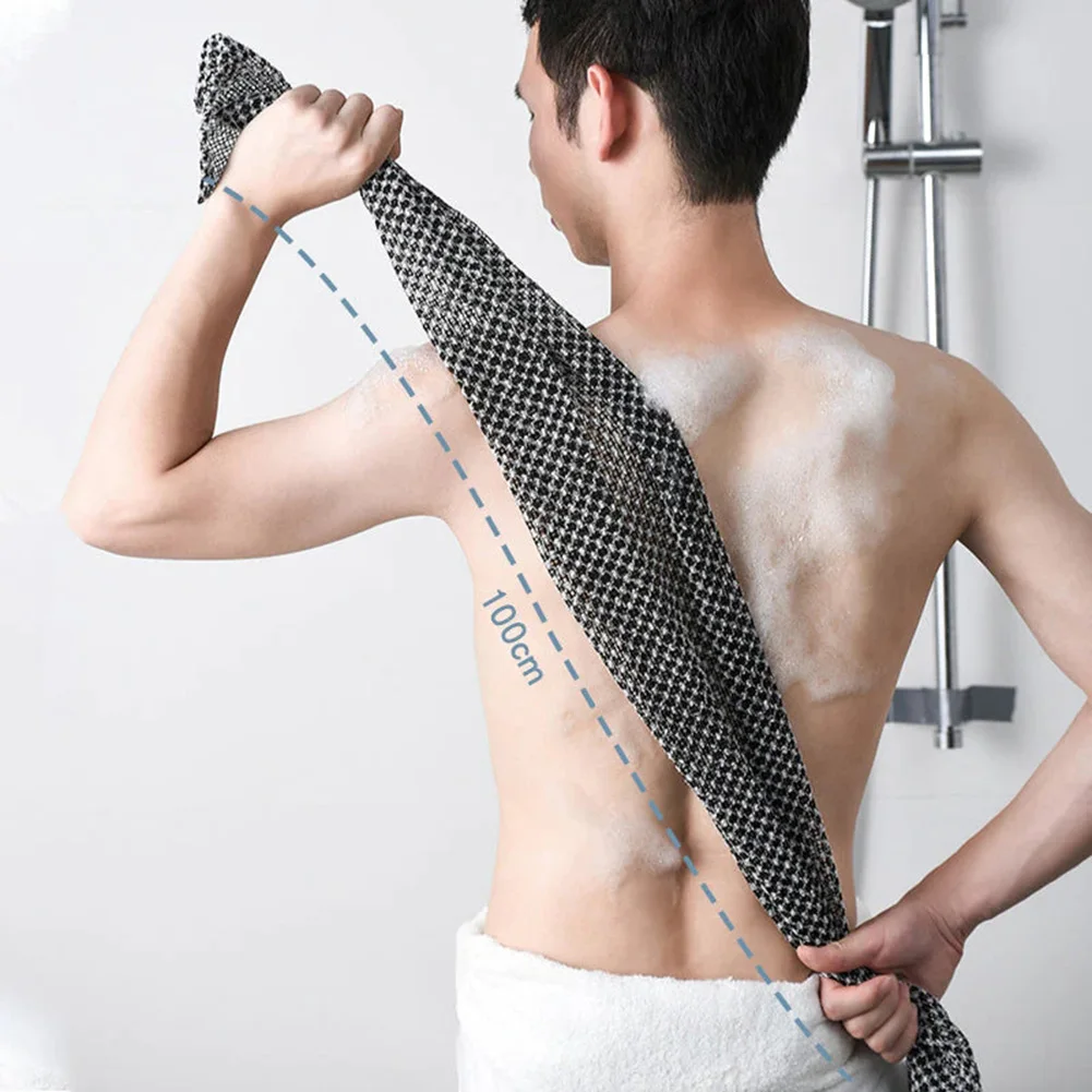 Exfoliating Back Scrubber Body Scrubbing Towel Carbon Fiber Bath Wash Cloth Loofah for Men Rubbing Washcloth Bath Brush