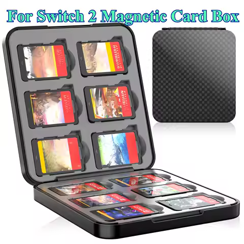 2025 New for Switch 2 Grid Pattern Game Card Case with Magnetic Design Strong Sealing and Storage 12 Cards Compact Portable