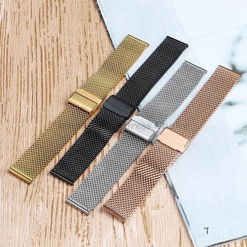 1.0 مللي متر ميلانو شبكة حزام الساعات الفولاذ المقاوم للصدأ القرش شبكة حزام ساعة اليد 18 مللي متر 20 مللي متر 22 مللي متر 24 مللي متر الإفراج السريع أساور لأحزمة Seiko