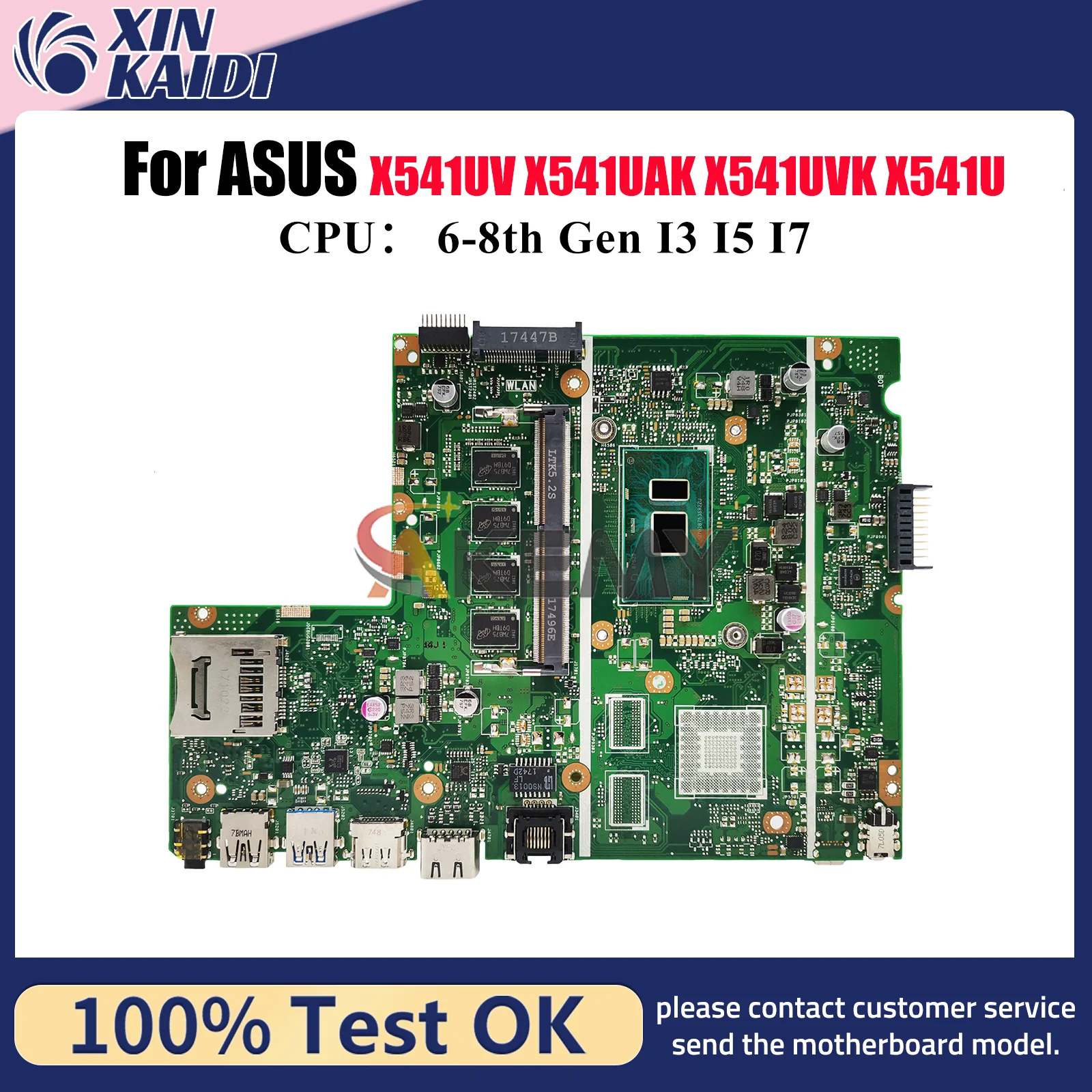 

X541UA Laptop Motherboard For ASUS VivoBook X541UV A541U X541UAK X541UJ A541U X541U F541U X541UVK R541U Mainboard I3 I5 I7 CPU