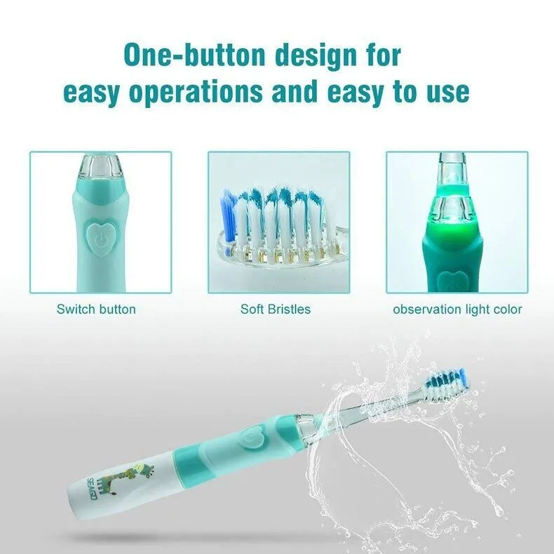 Seago crianças escova de dentes elétrica com 8 cabeças de escova de dentes idade 3-15 2 minutos cronometragem inteligente cerdas ultra macias