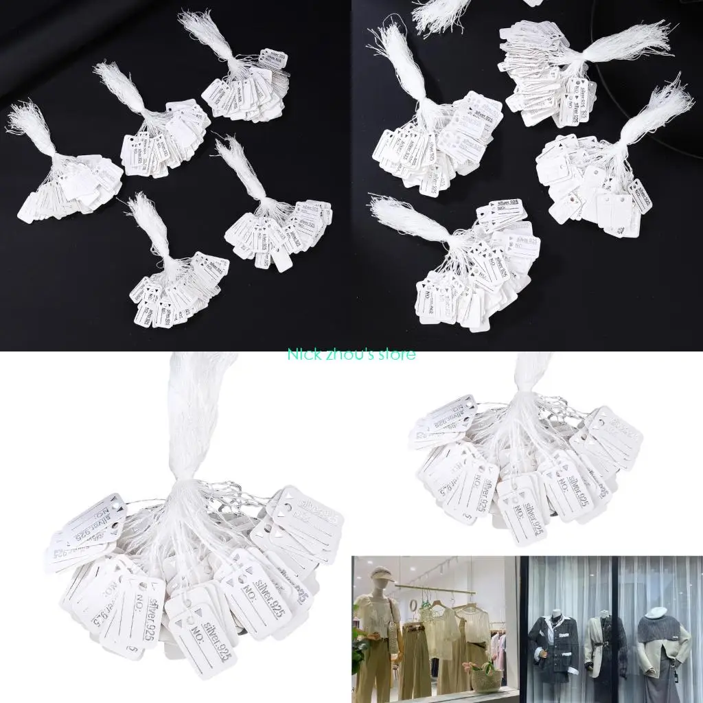 

E15E Pack of 500 Jewelry Display Markers Product Price Identifiers Hanging Labels Retail Accessories Merchandise Cards