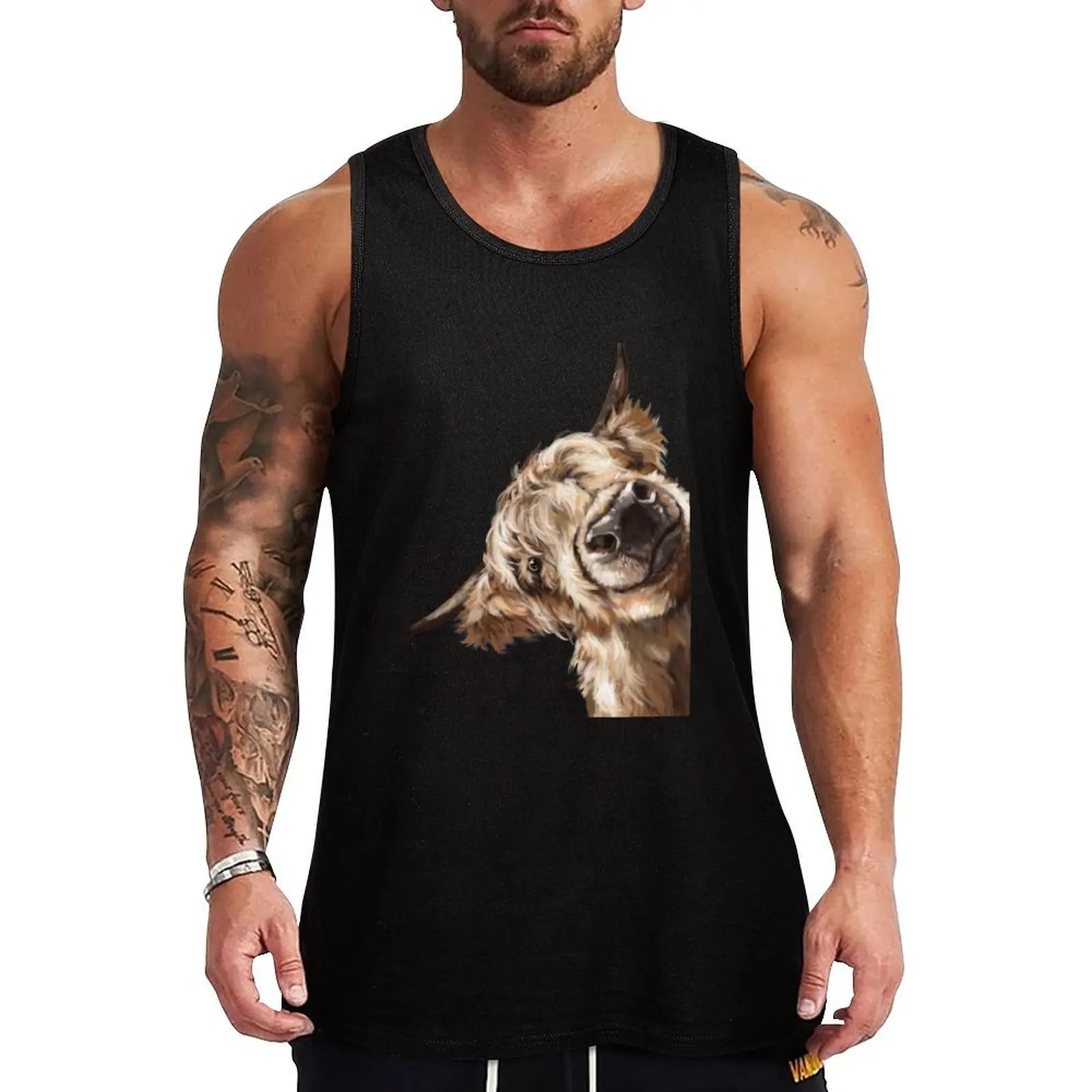 

Sneaky Highland Cow Tank Top gym t-shirts Men's sleeveless gym shirts sleeveless shirt man gym vests for men