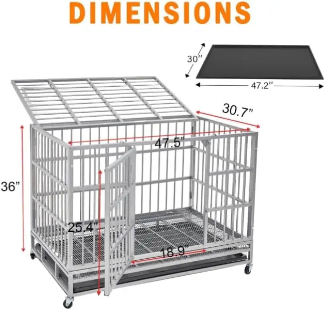 Heavy Duty Indestructible and Escape-Proof Dog Crate Cage Kennel for Large Dogs, High Anxiety Dog Crate