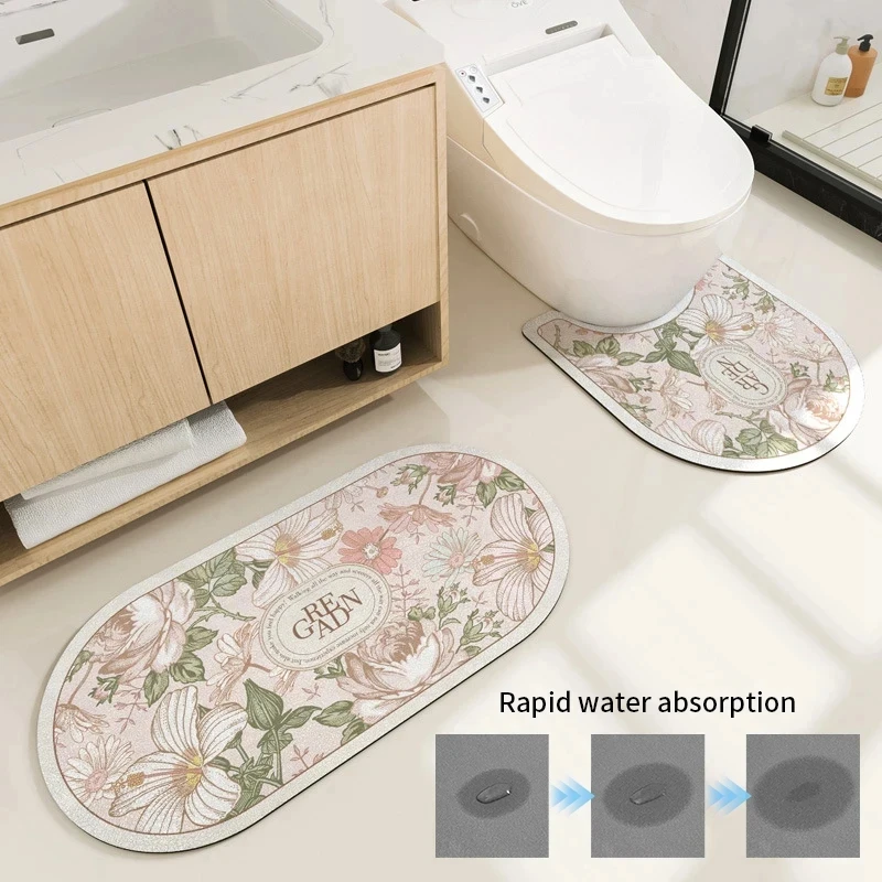 Bathroom Non-Slip Absorbent U-Pad Toilet Sink Door Three-Piece Bathroom Set Carpet Decorative Bathroom Safety Accessories