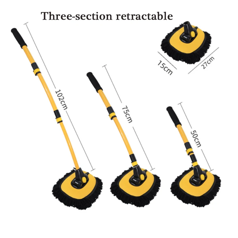 Escoba de microfibra de chenilla con mango largo curvo, escoba telescópica de 41 pulgadas, 15 grados, accesorios de lavado de coche