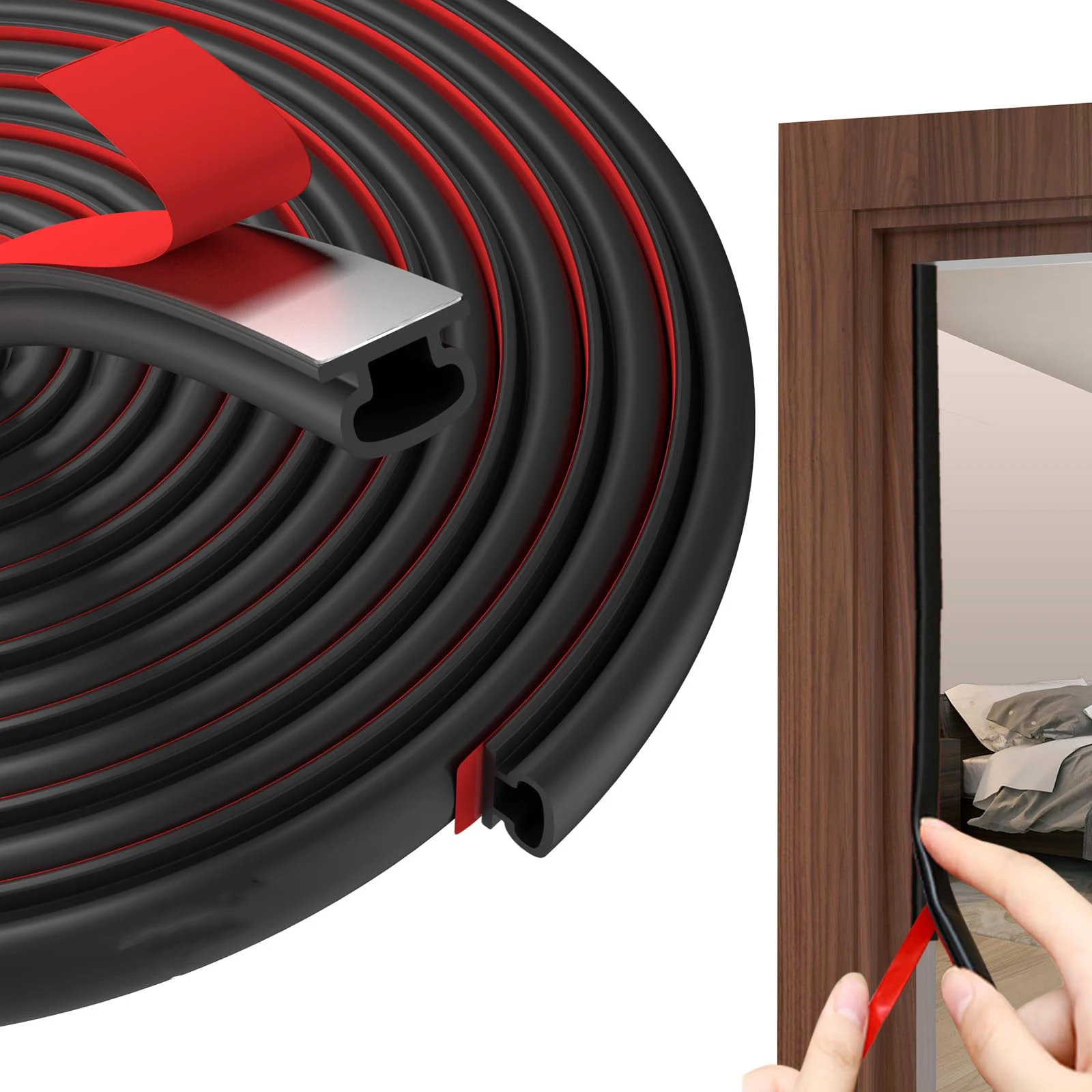 

Self-Adhesive Rubber Weather Stripping Door Seal Extra Thick Universal Door Weather Stripping Door Seal Strip for Door Frame