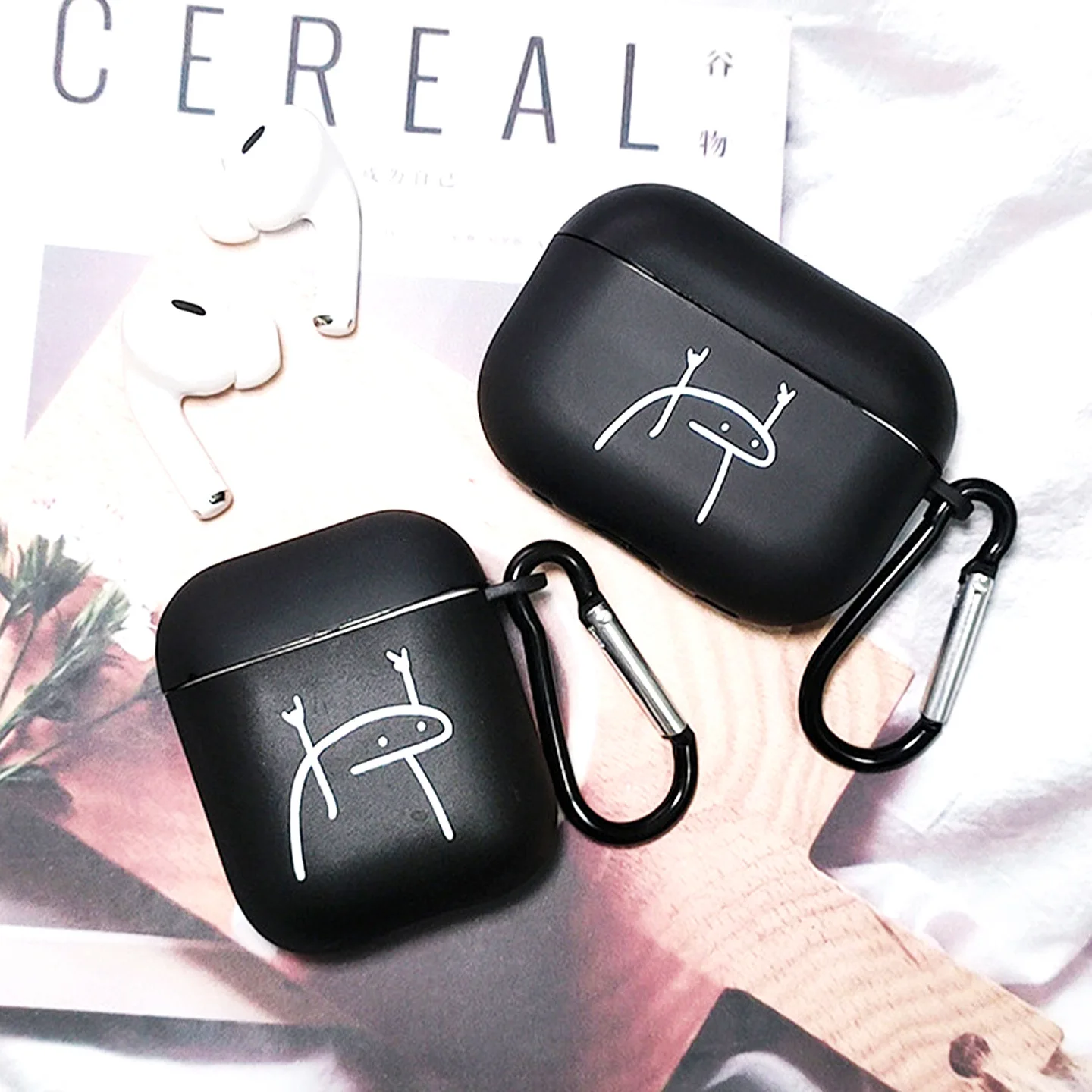 面白いマッチ棒フロストラインマン クリアイヤホンケース AirPods 3/2Pro用 ソフトカバー AirPods2/3/1用 保護アクセサリーシェル