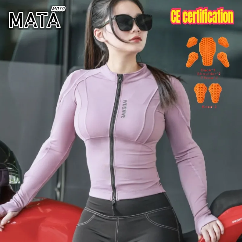

CE Certified Women Motorcycle Racing Jacket Pants Soft Pads Full Body Armor Summer Sports Hip Lifting Sexy Tights Set