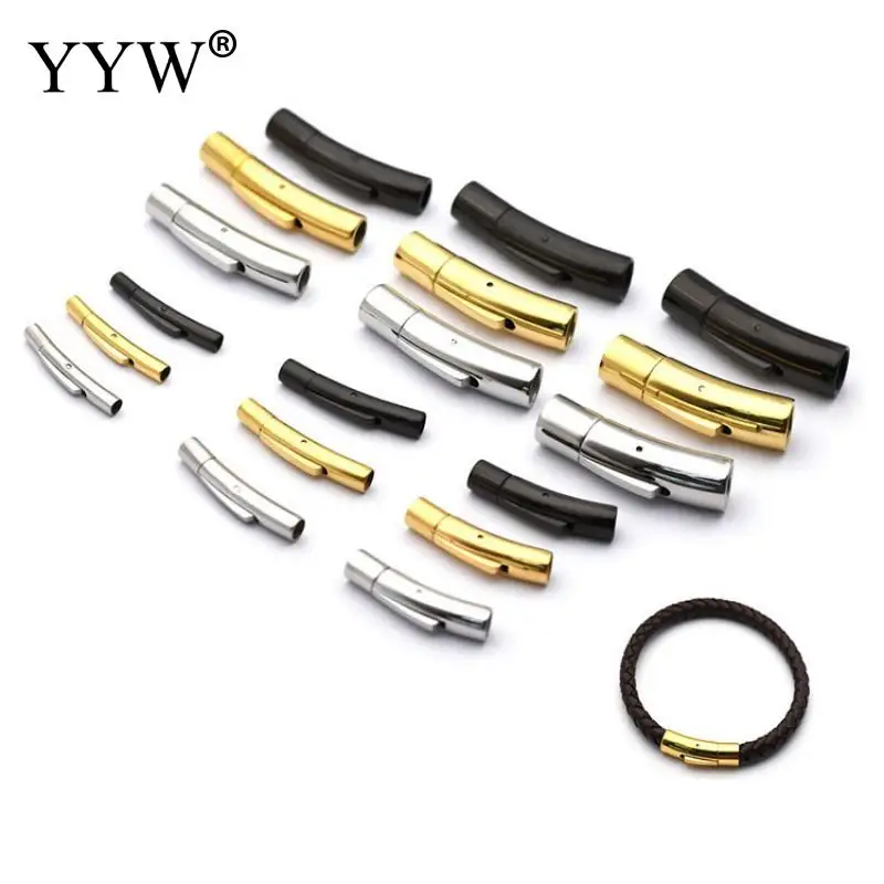 

10pc Stainless Steel Bayonet Clasp 2mm 2.5mm 3mm 4mm 5mm Hole Pushlock Lace Buckle Leather Cord Clasps Bracelet Jewelry Making