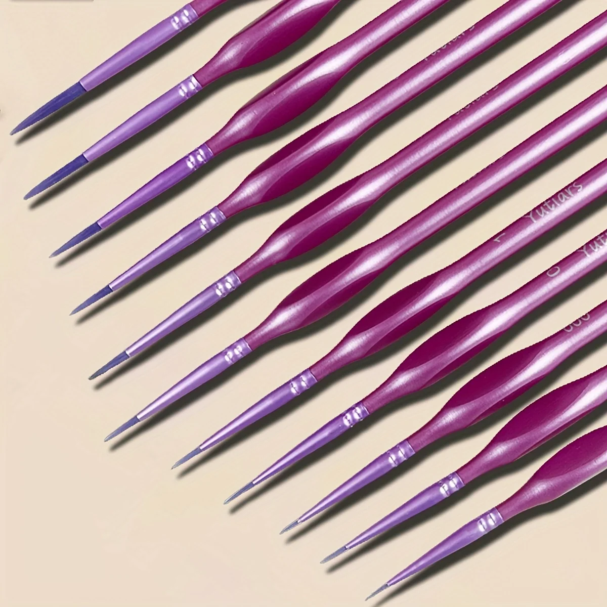 22Pcs Purple Miniature Line Art Painting Pen Nylon Hair Multi Shape Pen Head Gouache Watercolor Oil Paint Artist Hand Painted
