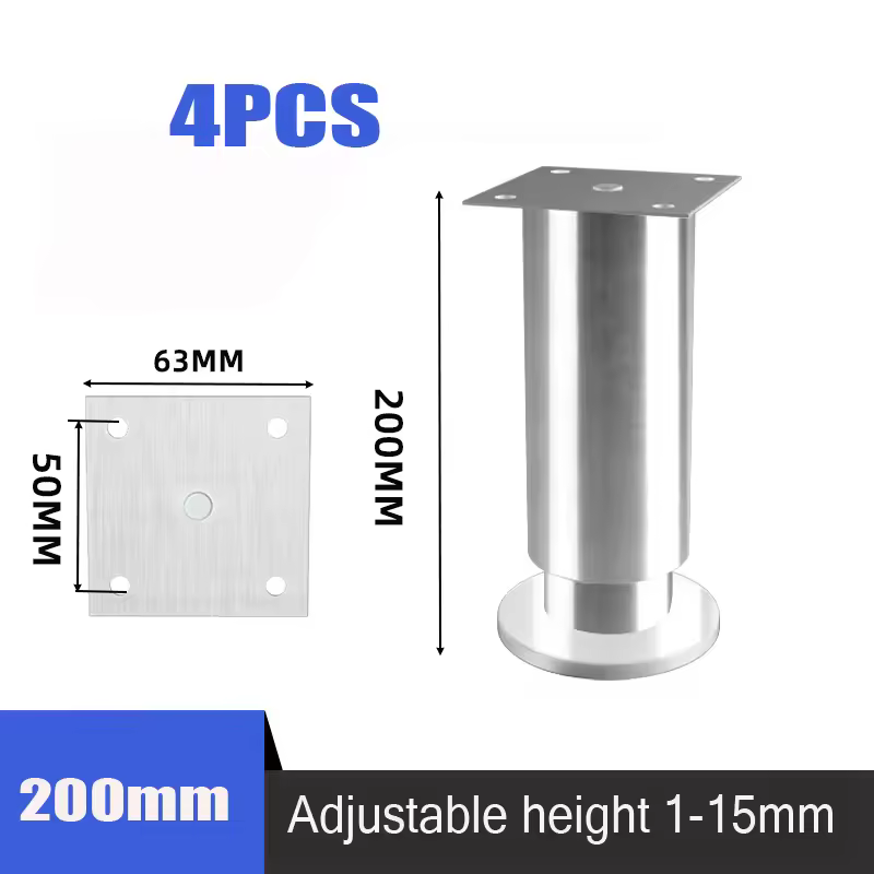 4PCS Height Adjustable Stainless Steel Furniture Feet Legs Kitchen Cabinet Sofa Legs Round Stand furniture leg - Image 8